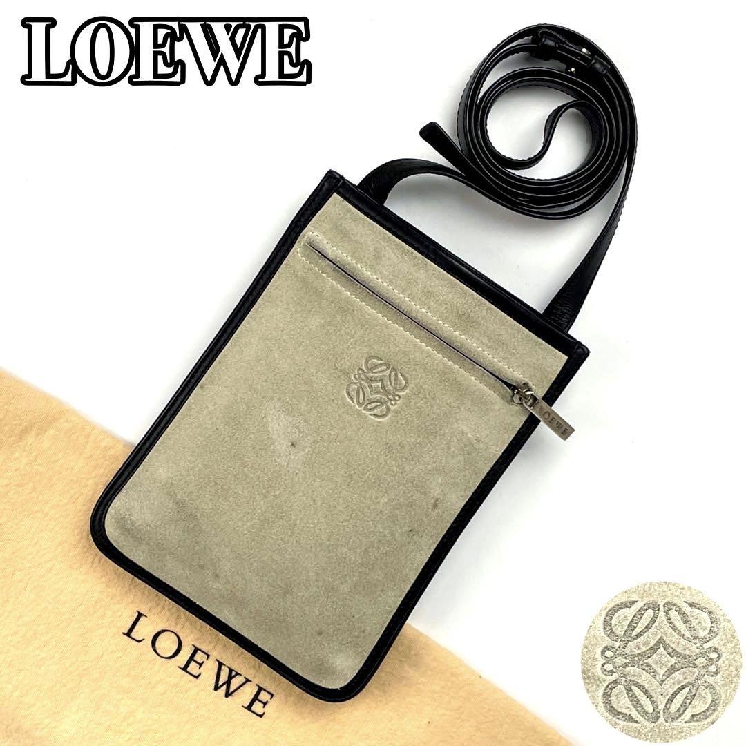 美品○LOEWE ロエベ ショルダーバッグ アナグラム ロゴ型押し 斜め掛け