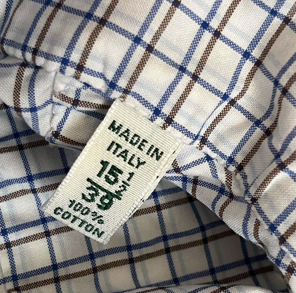 LUIGI BORRELLI ルイジボレッリ ホワイト系 シャツ サイズ 39 / 15 1/2 M～L 長袖 シャツ コットン イタリア製 チェック柄_画像5
