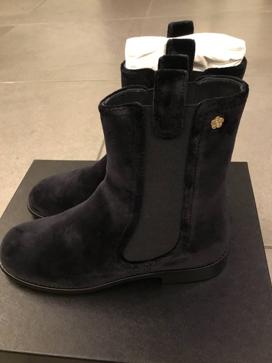 100%の保証 CHANEL シャネル ベロア サイドゴア ブーツ 37 新品未使用