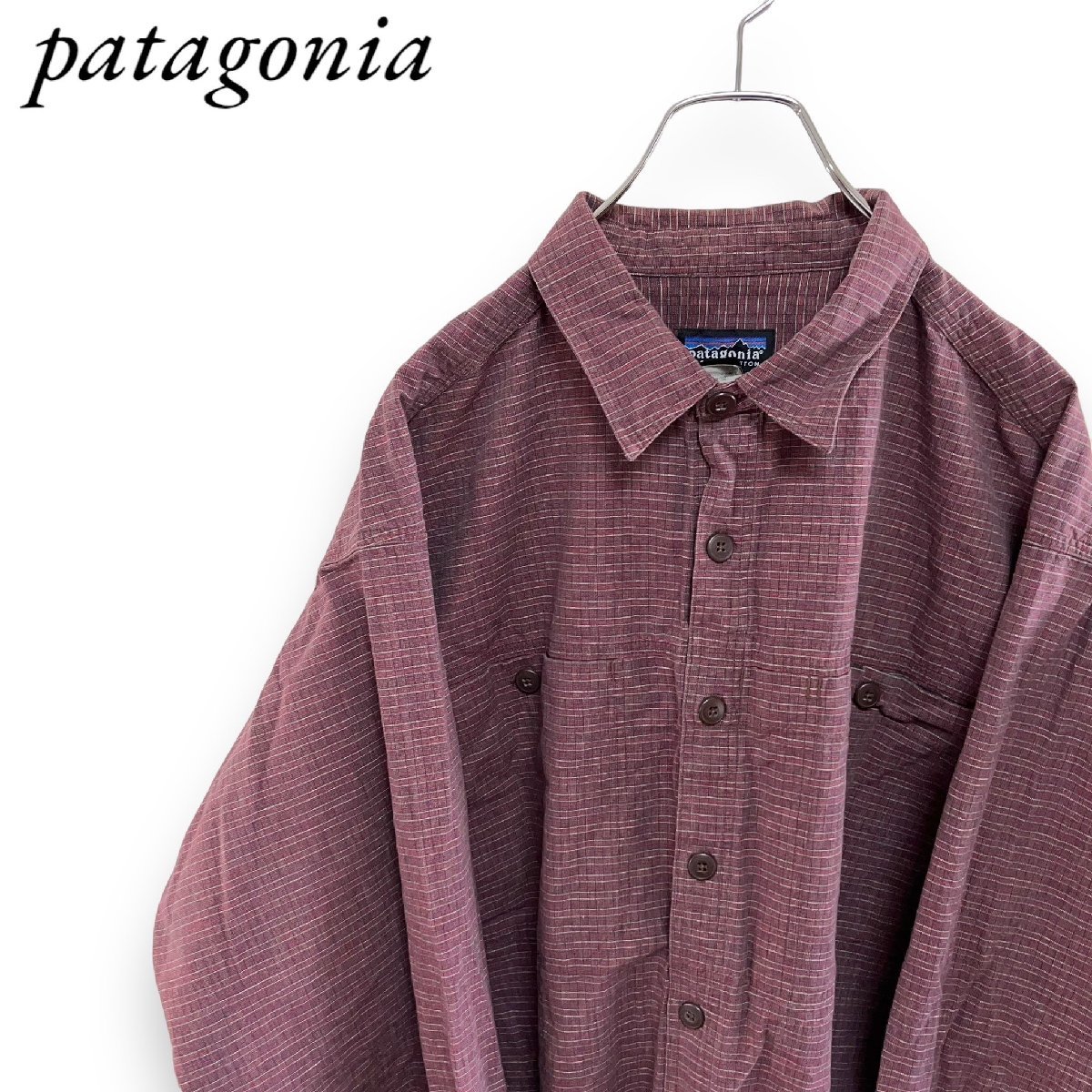 37 パタゴニア　L アメリカ古着　長袖シャツ　チェック柄　オーガニック　海外輸入　patagonia 1円　メンズ_画像1