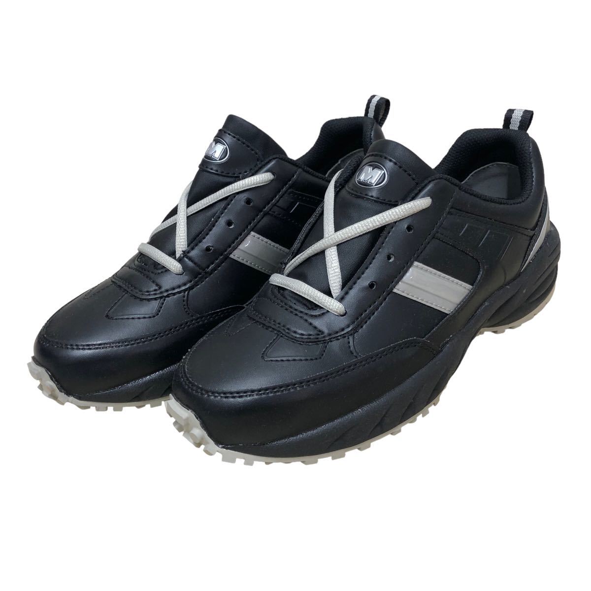 AM763 MIDORI ミドリ安全 作業靴 スニーカー 24.5cm ブラック シルバー 美品 抗菌 防臭の画像1