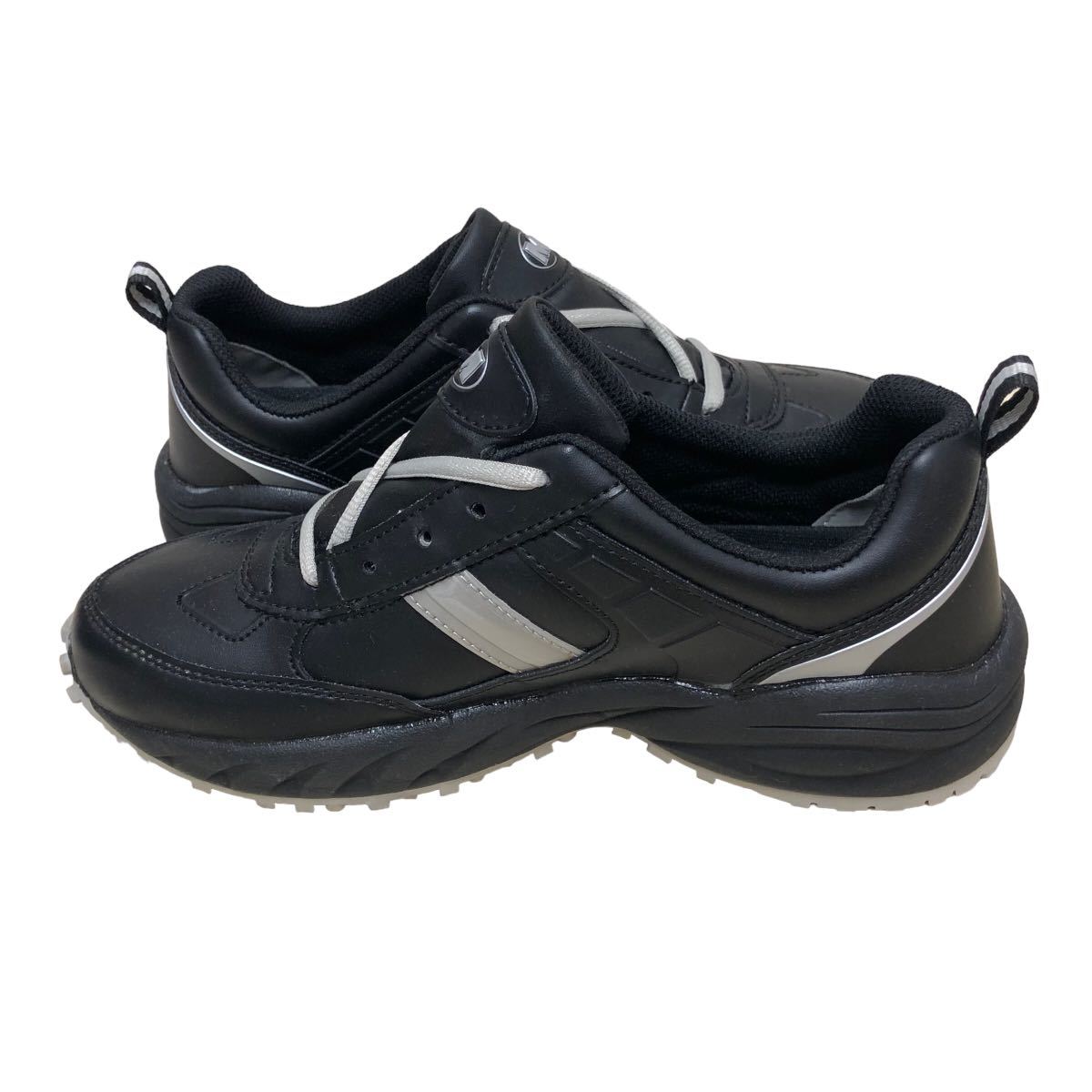 AM763 MIDORI ミドリ安全 作業靴 スニーカー 24.5cm ブラック シルバー 美品 抗菌 防臭の画像4