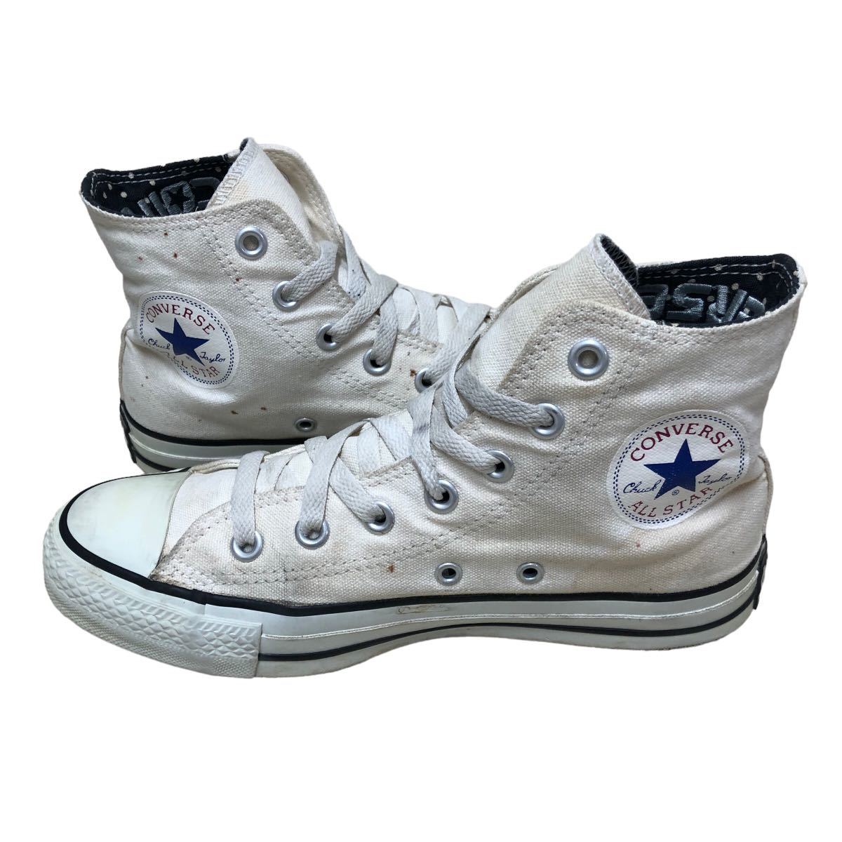 AE263 CONVERSE コンバース オールスター レディース ハイカットスニーカー US5 24cm ホワイト キャンバス 人気モデル_画像4