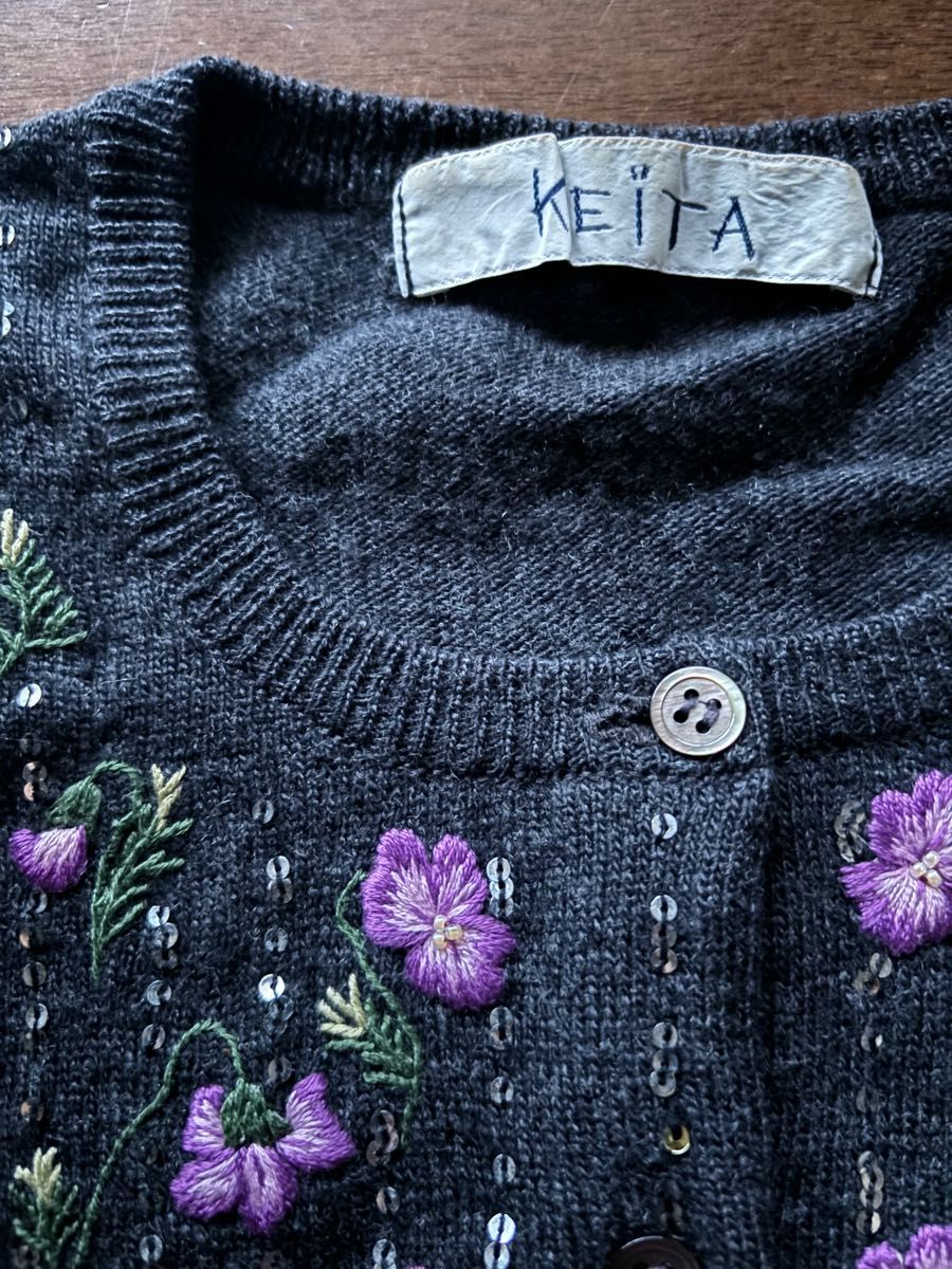ケイタマルヤマ カーディガン スミレ 刺繍 スパンコール 1 ケイタマルヤマ カーディガン スミレ 刺繍 スパンコール 1
