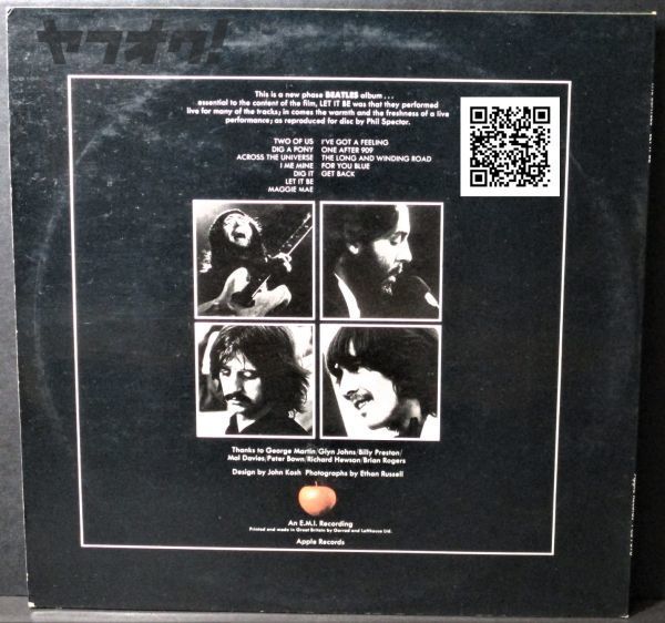  редкость запись - задняя сторона _ красный Apple -UK оригинал *The Beatles - Let It Be[LP, \'70:Apple Records - PCS 7096, Red Apple rear cover]