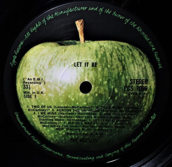  редкость запись - задняя сторона _ красный Apple -UK оригинал *The Beatles - Let It Be[LP, \'70:Apple Records - PCS 7096, Red Apple rear cover]