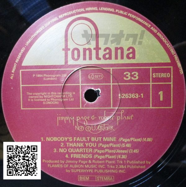 レア盤-EX.Zeppelin-UK Org?★Jimmy Page & Robert Plant - No Quarter:Jimmy Page & Robert Plant Unledded[2x LP,'94:Fontana 526 362-1]_画像5
