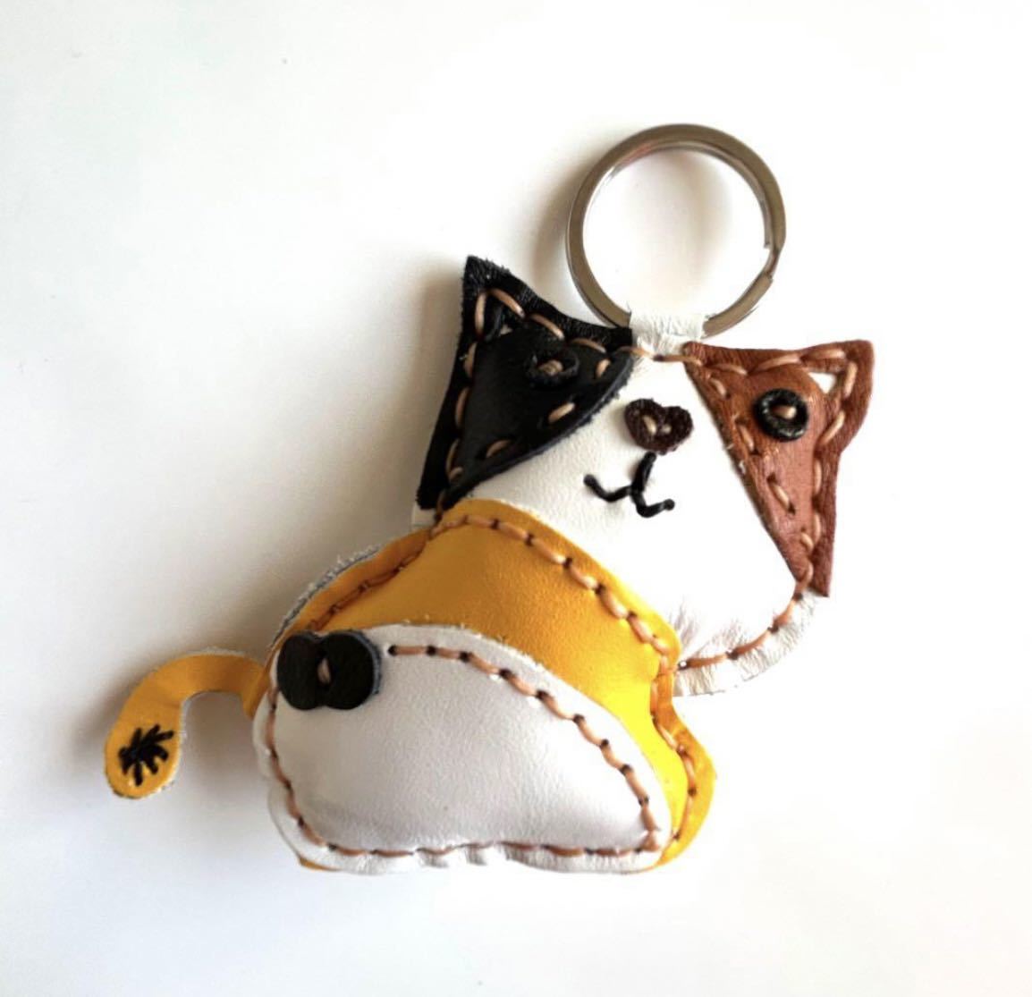 * free shipping * new goods original leather key holder hand made leather key holder bag charm key ring .. cat cat 