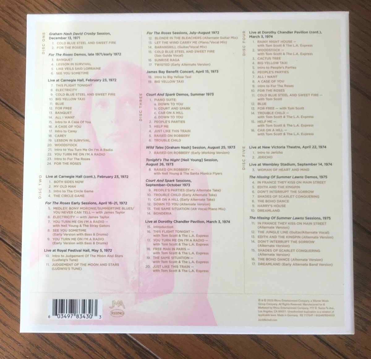 ほぼ新品 / 国内盤 / Joni Mitchell / ARCHIVES Vol.3 /THE ASYLUM YEARS 1972-1975 CD 5枚組み アーカイブス Vol.3 アサイラム・イヤーズ _画像7