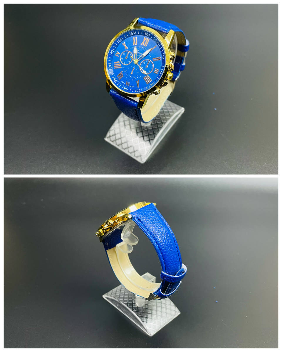 腕時計 ギリシャ文字 アナログ メンズ クォーツ 時計 高品質 レザー ファッション時計 オシャレ ウォッチ 男女兼用　ブルー　2_画像5