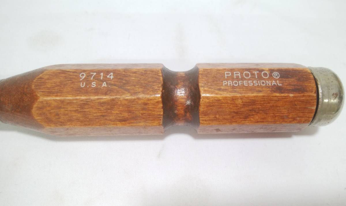 館◎K1 希少!PROTO PROFESSIONAL/プロト プロフェッショナル9714木柄 ドライバー Flat Tip Wood Handle driver/Vintage PROTO 工具 Vintage_画像3