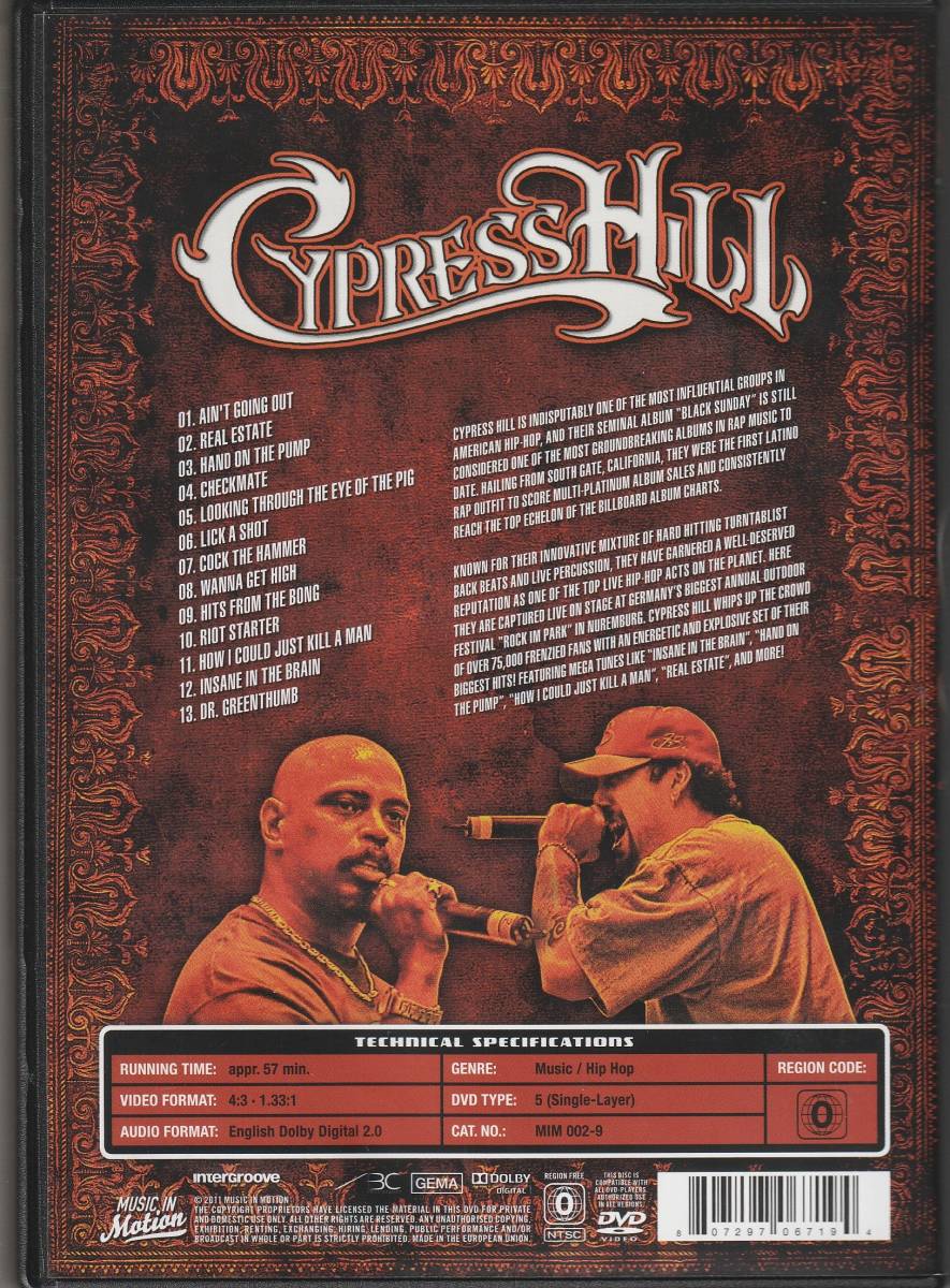  used DVD#HIPHOP#CYPRESS HILL|Live!|2011 year | Live record # cypress * Hill, House of Pain, Delinquent Habits, Beastie Boys