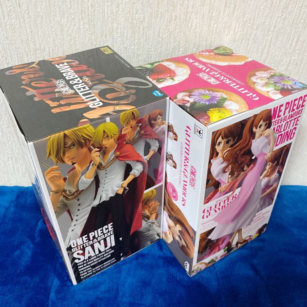 【未開封】ワンピース GLITTER＆BRAVE GLAMOROUS サンジ プリン 2体セット まとめ売り マント レア 希少 ONE PIECE グリッター 新品 ピンクの画像2