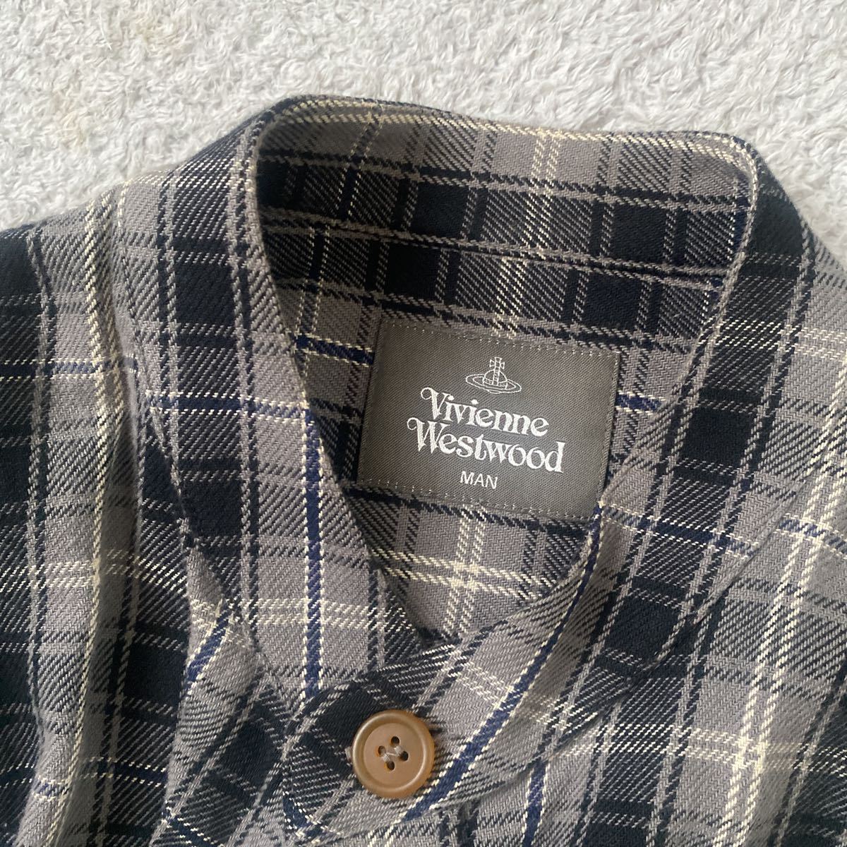 Vivienne Westwood Menロングシャツ'チェック'白黒'長袖シャツ'メンズ