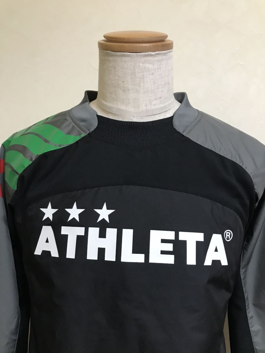 【新品】 ATHLETA アスレタ サッカー ピステスーツ トレーニング ウェア トップス ウインドジャケット 長袖 サイズS 黒グレー 吸湿発熱裏地_画像3