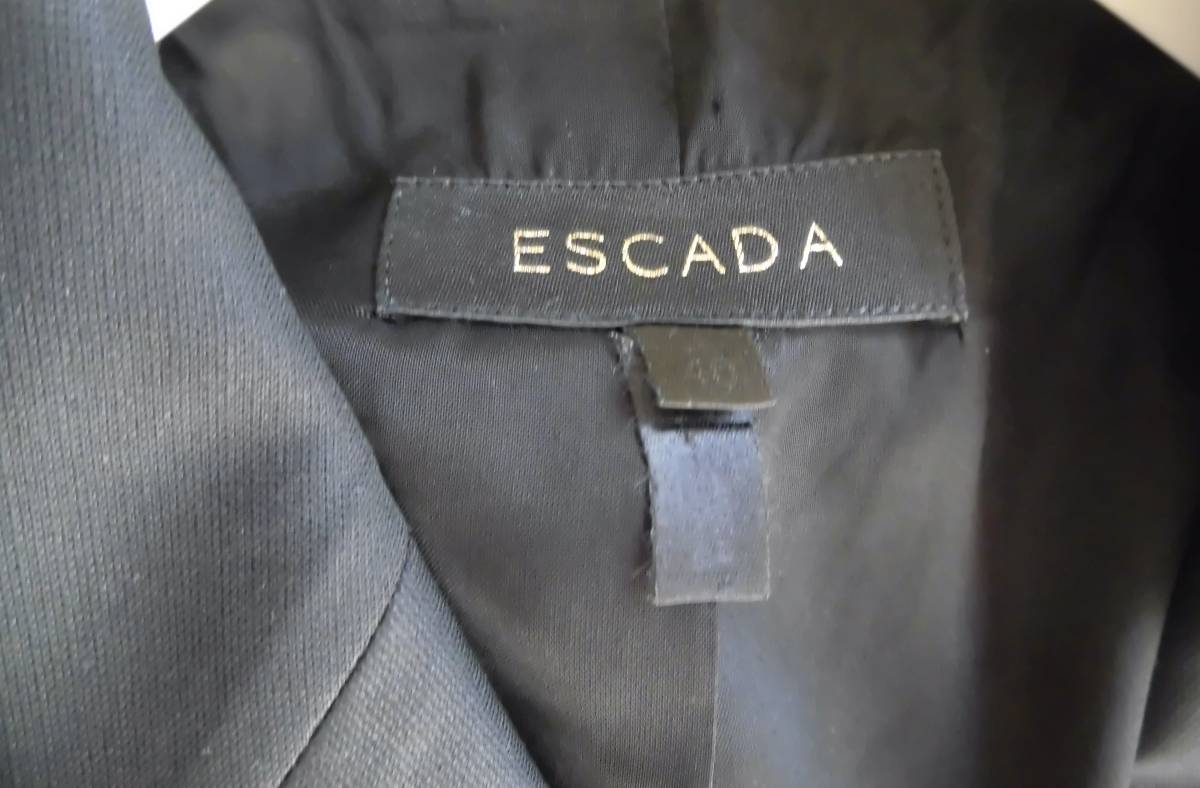 ●高級ESCADA エスカーダ/黒シングルジャケット/3釦ロゴ釦/シルク混/美麗ライン総裏地/サイズ40 L~LX相当_画像7