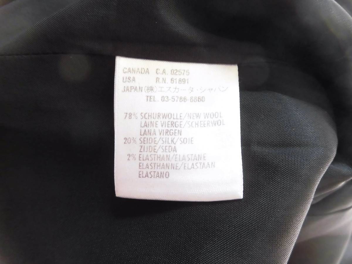●高級ESCADA エスカーダ/黒シングルジャケット/3釦ロゴ釦/シルク混/美麗ライン総裏地/サイズ40 L~LX相当_画像9