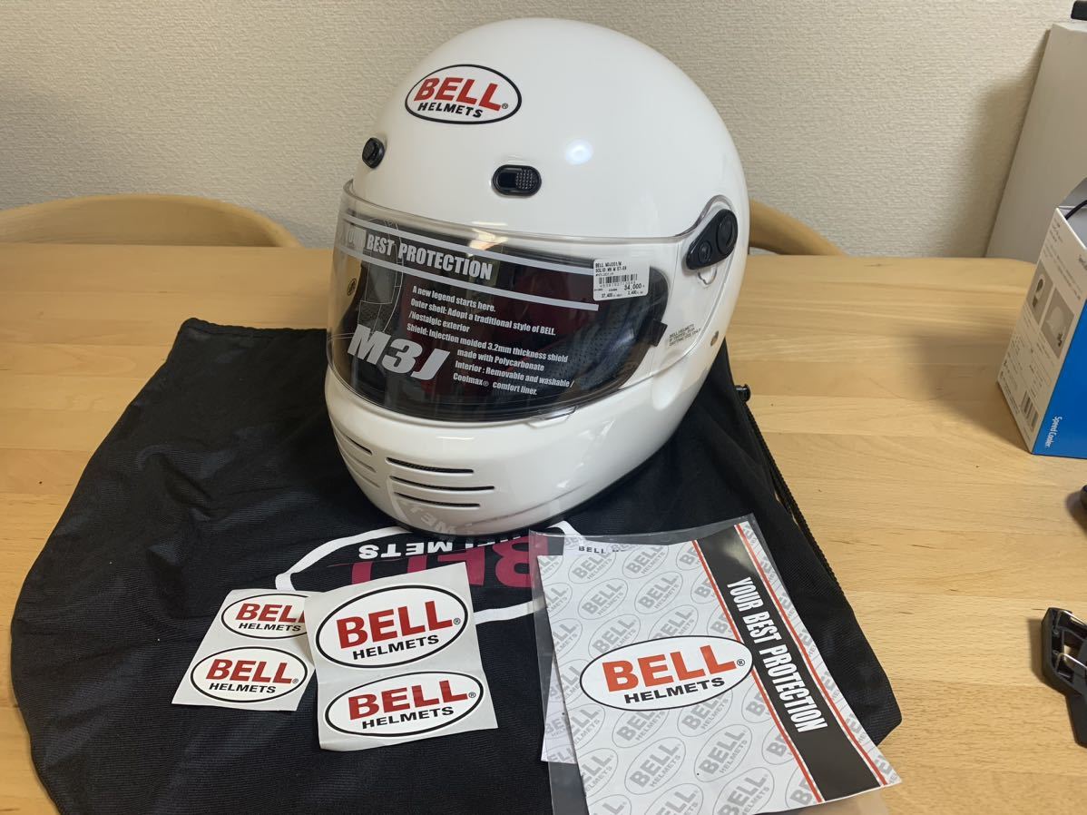 未使用品】BELLベル M3Jヘルメットホワイトシールド付 新生BELL 未使用品】BELLベル M3Jヘルメットホワイトシールド付 新生BELL