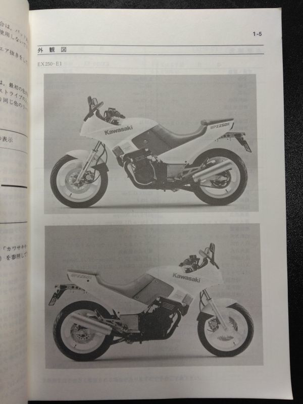 GPZ250R（1986）（EX250-E1）Kawasakiサービスマニュアル（サービスガイド）（B5サイズ）_画像6
