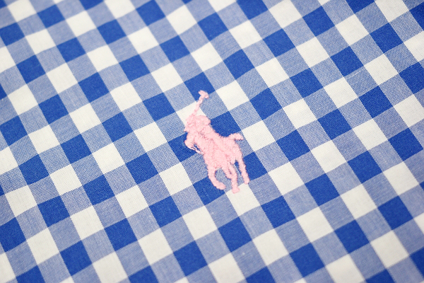 Y-6716★送料無料★RALPH LAUREN ラルフローレン★正規品 ブルー系 ギンガムチェック ポニーロゴ刺繍 長袖 ボタンダウンシャツ 170cm_画像3