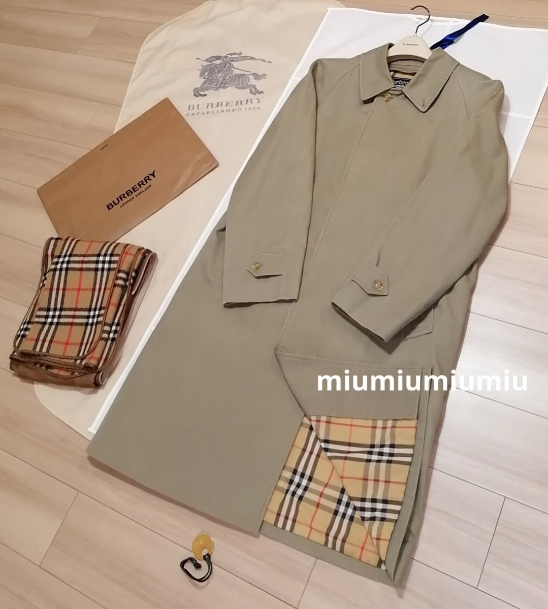 本物上質 BURBERRY ノバチェック トレンチコート ステンカラーコート