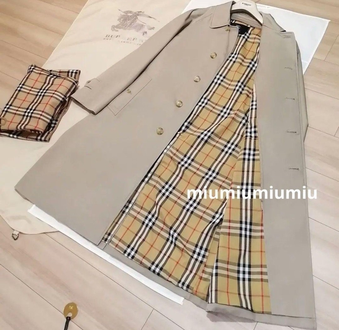 本物上質 バーバリー ノバチェック ステンカラーコート BURBERRY