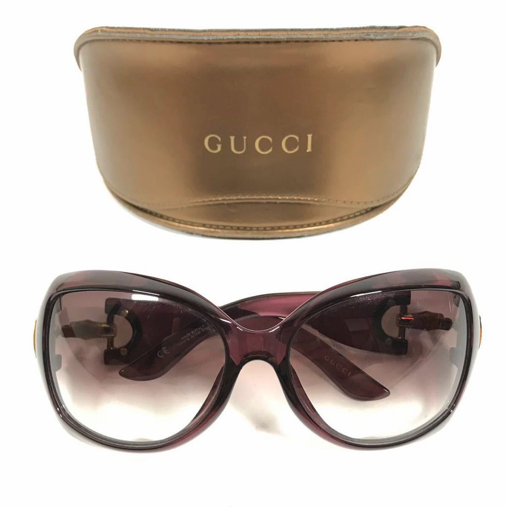 【グッチ】本物 GUCCI サングラス バンブー ホースビット GG 2991/F/S パープル×グレー メンズ レディース イタリア製 ケース付 送料520円_画像1