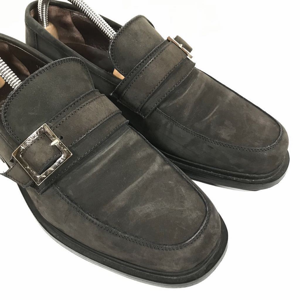 [ Versace .] genuine article GIANNI VERSACE shoes 25cmmonk strap business shoes casual shoes n back men's Italy made 6