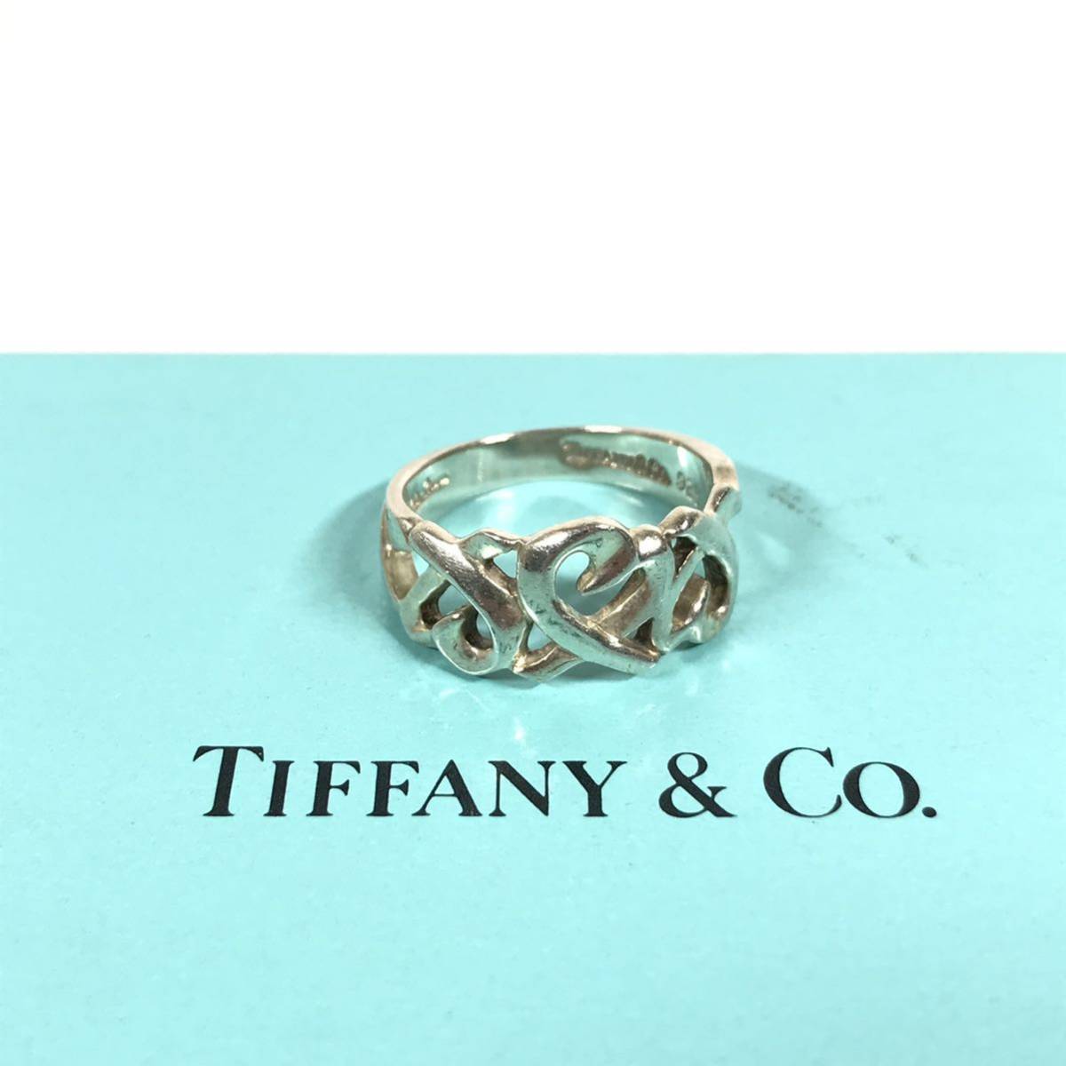 【ティファニー】本物 TIFFANY&Co. 指輪 トリプル ラヴィングハート シルバー925 サイズ10号 リング 女性用 レディース 送料370円