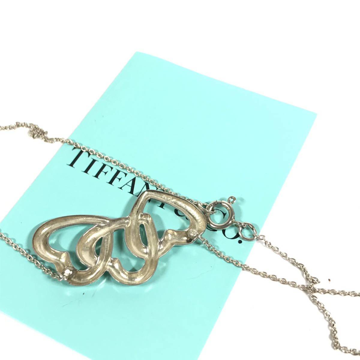 美品【ティファニー】本物 TIFFANY&Co. ネックレス トリプルオープンハート シルバー925 全長39cm トップ幅2.5cm レディース 送料370円_画像4