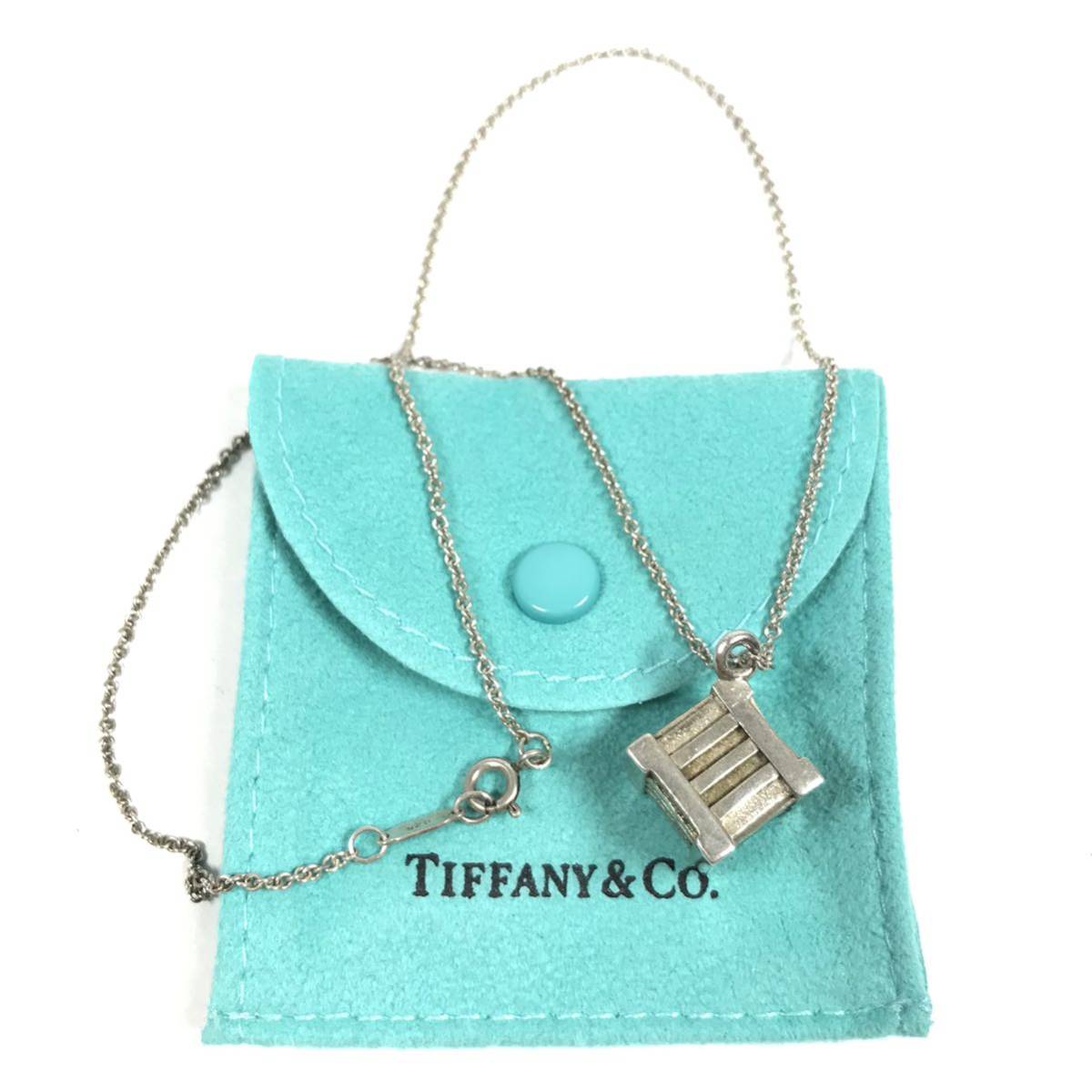 [Tiffany] Real Tiffany &amp; Co. Ожерелье Атлас Куб Большой размер серебро 925 Общая длина 39 см.