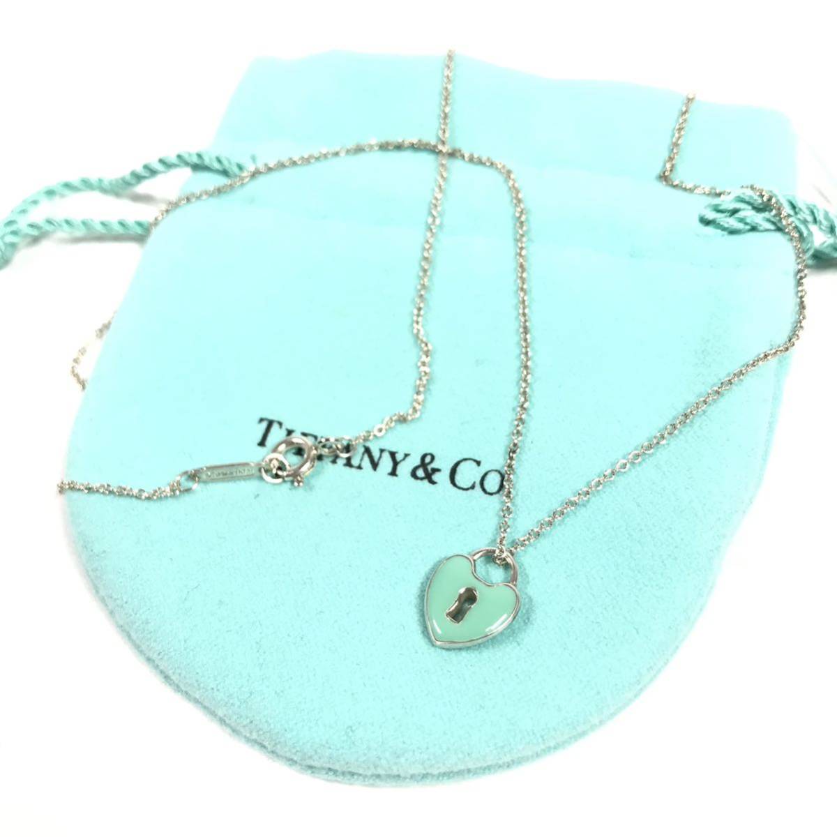 【ティファニー】本物 TIFFANY&Co. ネックレス ハートロック シルバー925 全長41cm トップ幅1cm 女性用 レディース 保存袋付き 送料370円_画像2