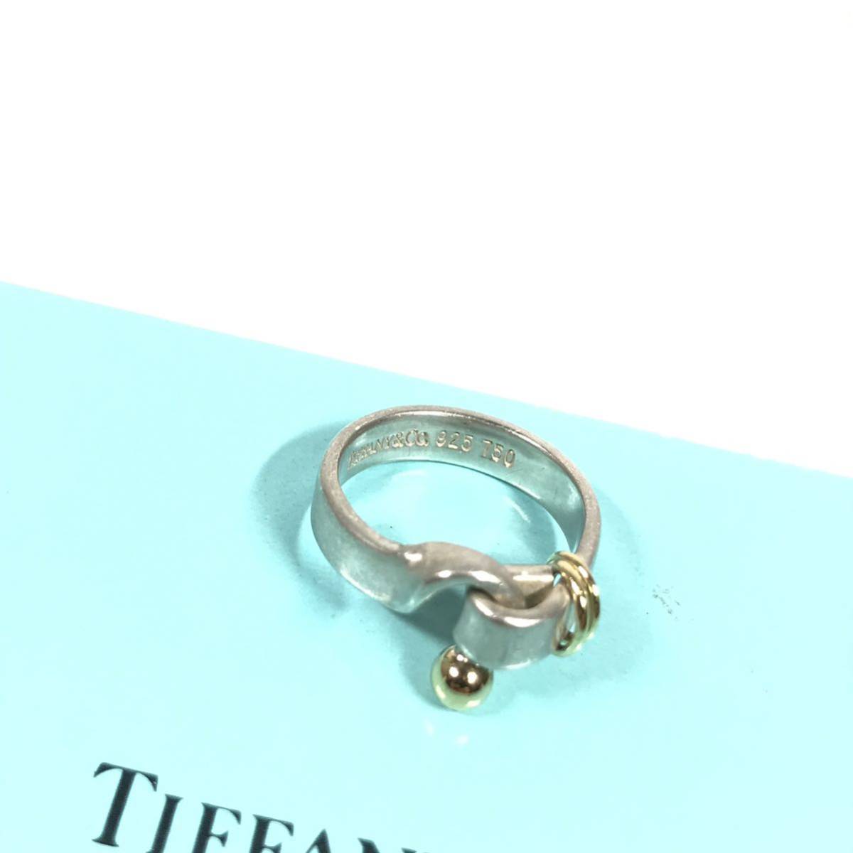 【ティファニー】本物 TIFFANY&Co. 指輪 フック&アイ シルバー925×ゴールド750 サイズ7号 リング 女性用 レディース 送料370円_画像3