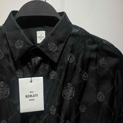 BERLUTI 20aw EMBLEM LOGO SILK L/S SHIRT SIZE-R40 ベルルッティ エンブレムロゴ シルク 長袖シャツ_画像3