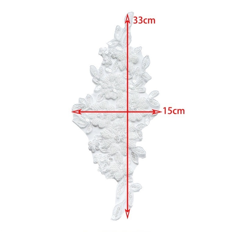  роскошный бисер вышивка цветочный узор левый правый 1 комплект 32cm*15cm белый 