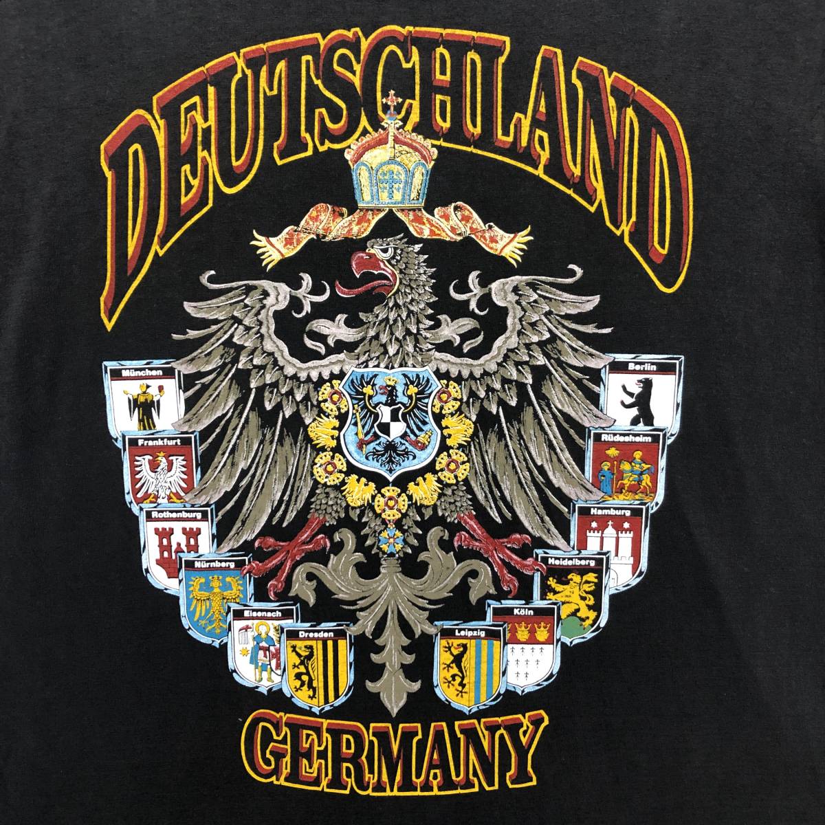 ヨーロッパ 古着 Deutschland Germany ドイツ Tシャツ 黒 L 洗濯のみ未使用品 管理B1277