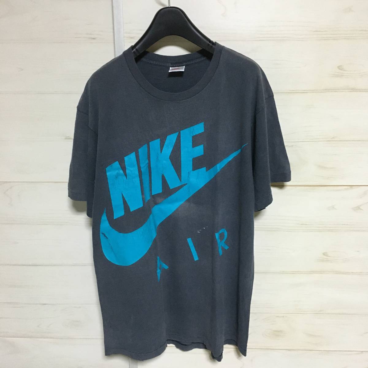 90年代 USA製 NIKE ナイキ ビッグ スウッシュ ロゴ Tシャツ 黒 L 管理B724_画像2