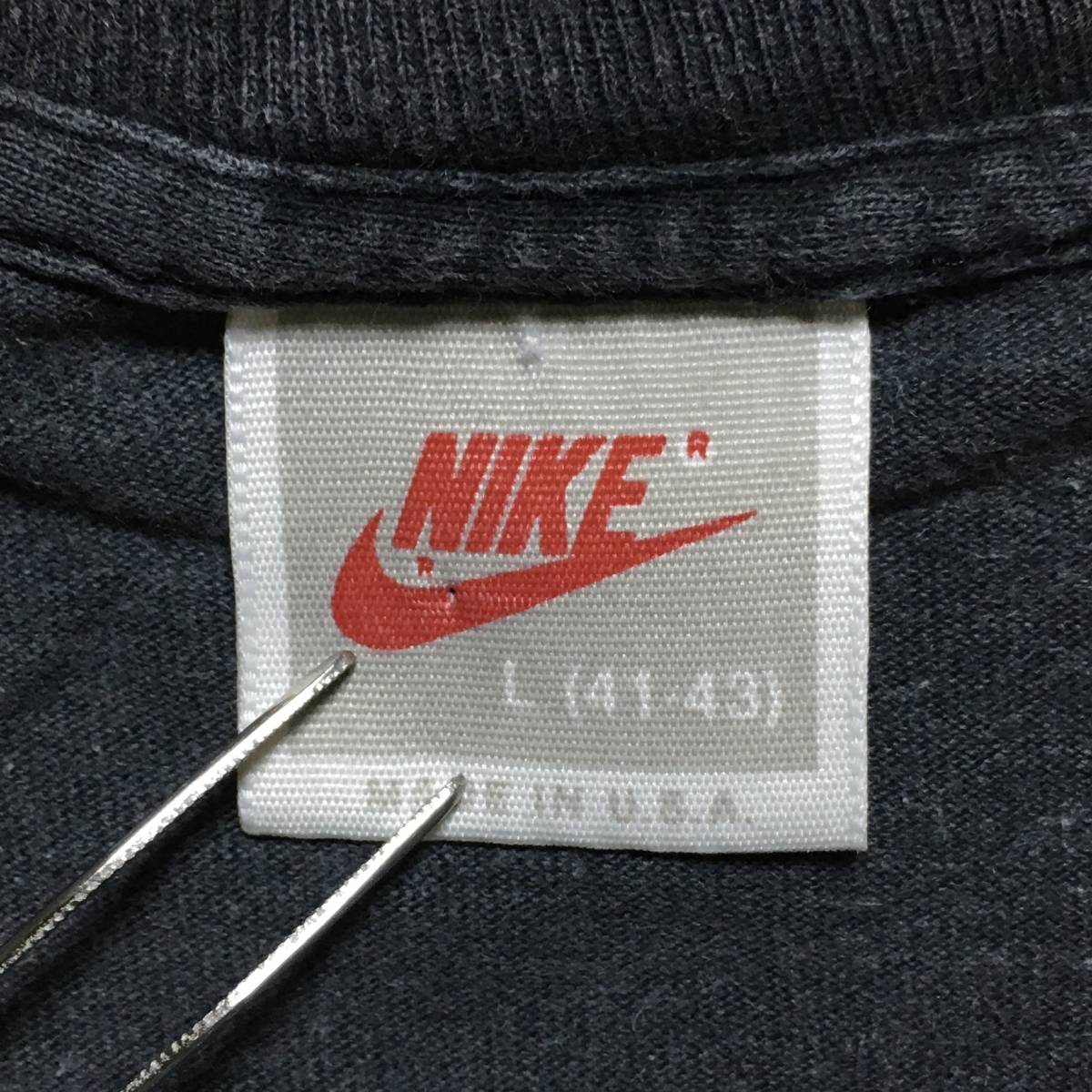 90年代 USA製 NIKE ナイキ ビッグ スウッシュ ロゴ Tシャツ 黒 L 管理B724_画像9