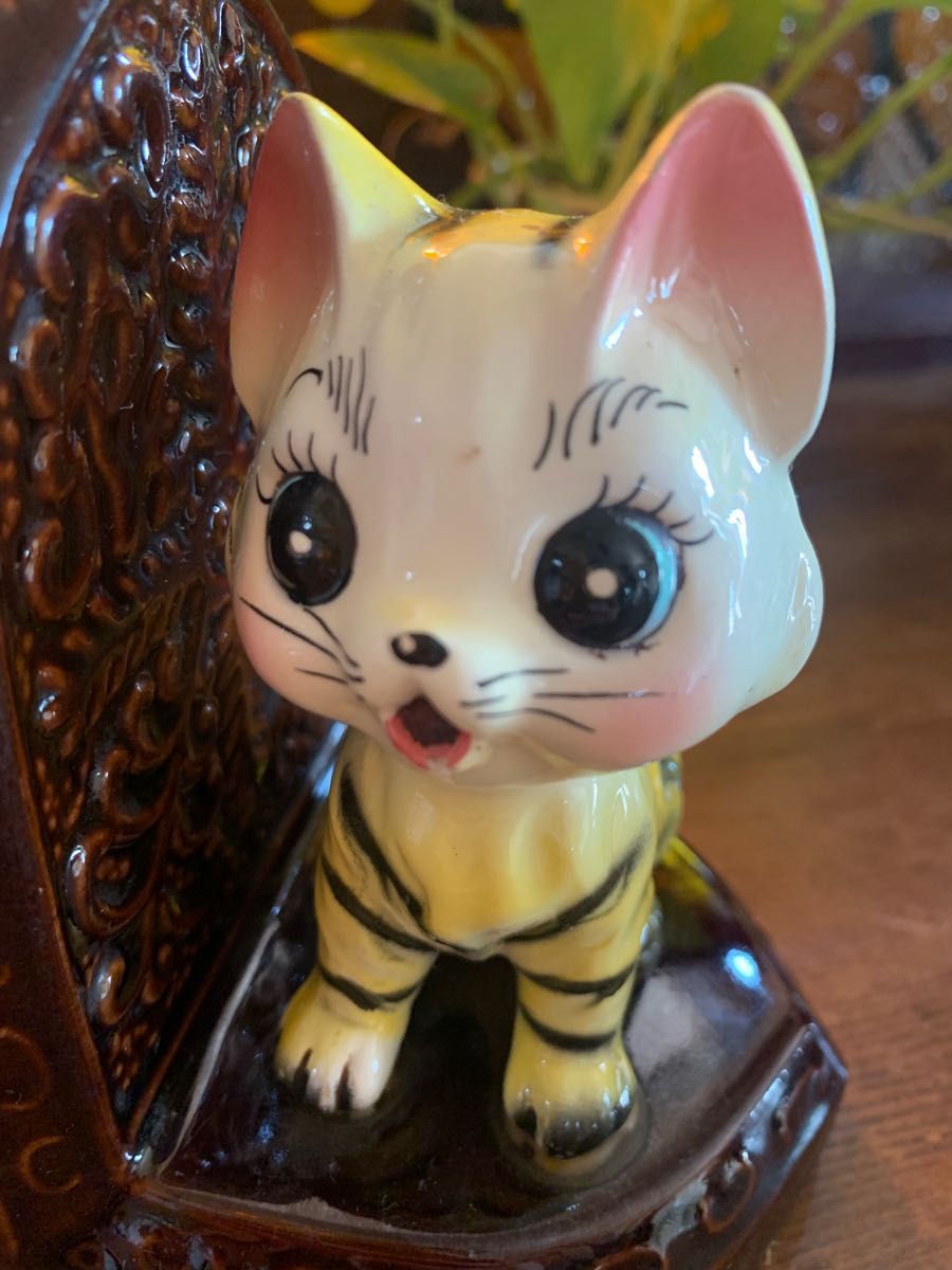 昭和レトロ　レトロポップ　ネコ　猫　陶器　当時もの　人形　置物　ビンテージ　 ビンテージ　アンティーク　レア