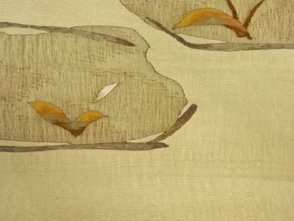 ys6718633; すくい織抽象蕾に葉模様織出し名古屋帯【リサイクル】【着】_画像4