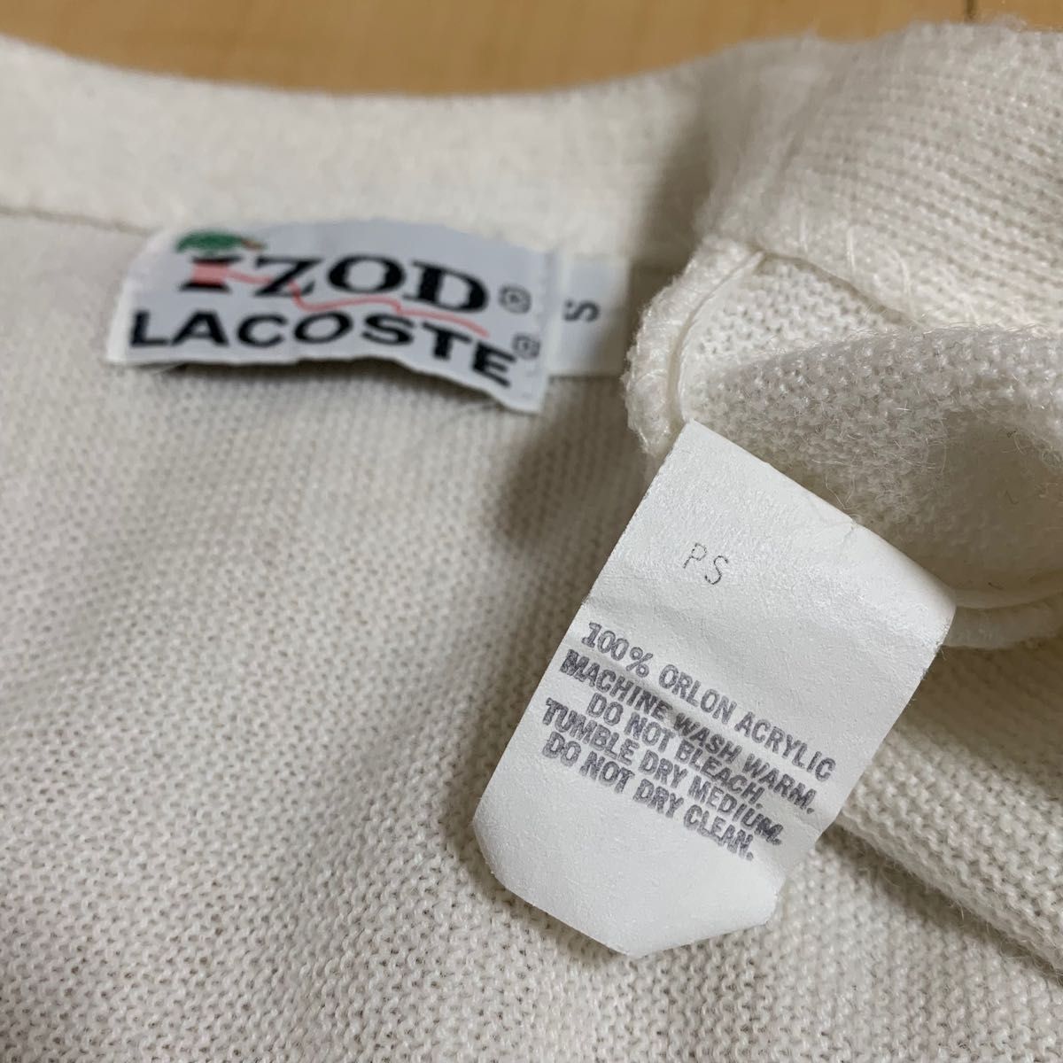 IZOD LACOSTE アイゾッド ラコステ 70s 糸巻きタグ カーディガン ホワイト シロ Sサイズ