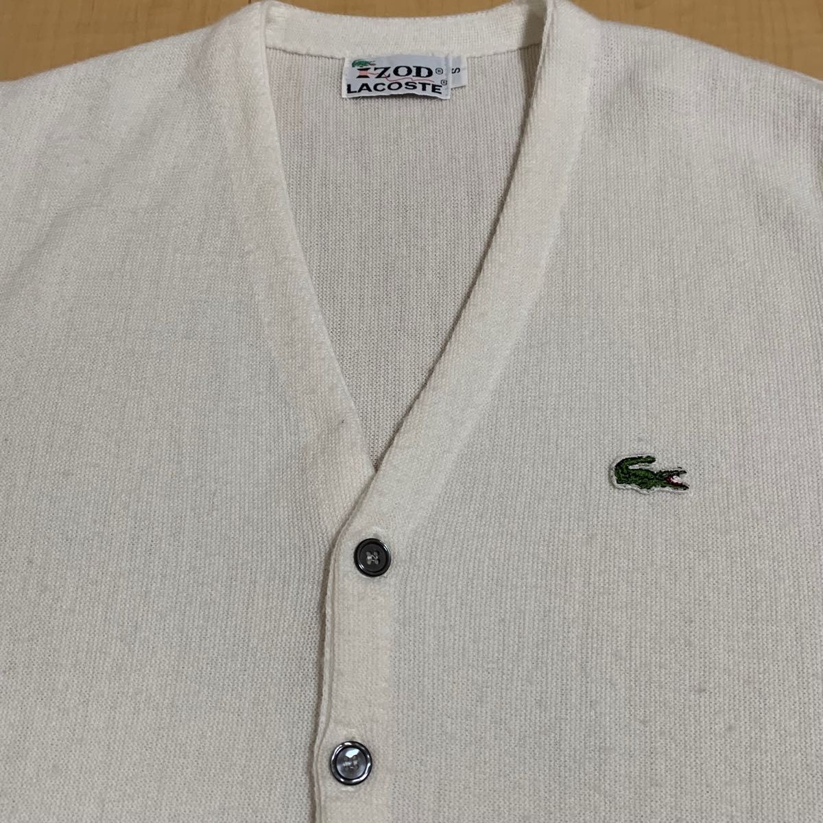 IZOD LACOSTE アイゾッド ラコステ 70s 糸巻きタグ カーディガン ホワイト シロ Sサイズ