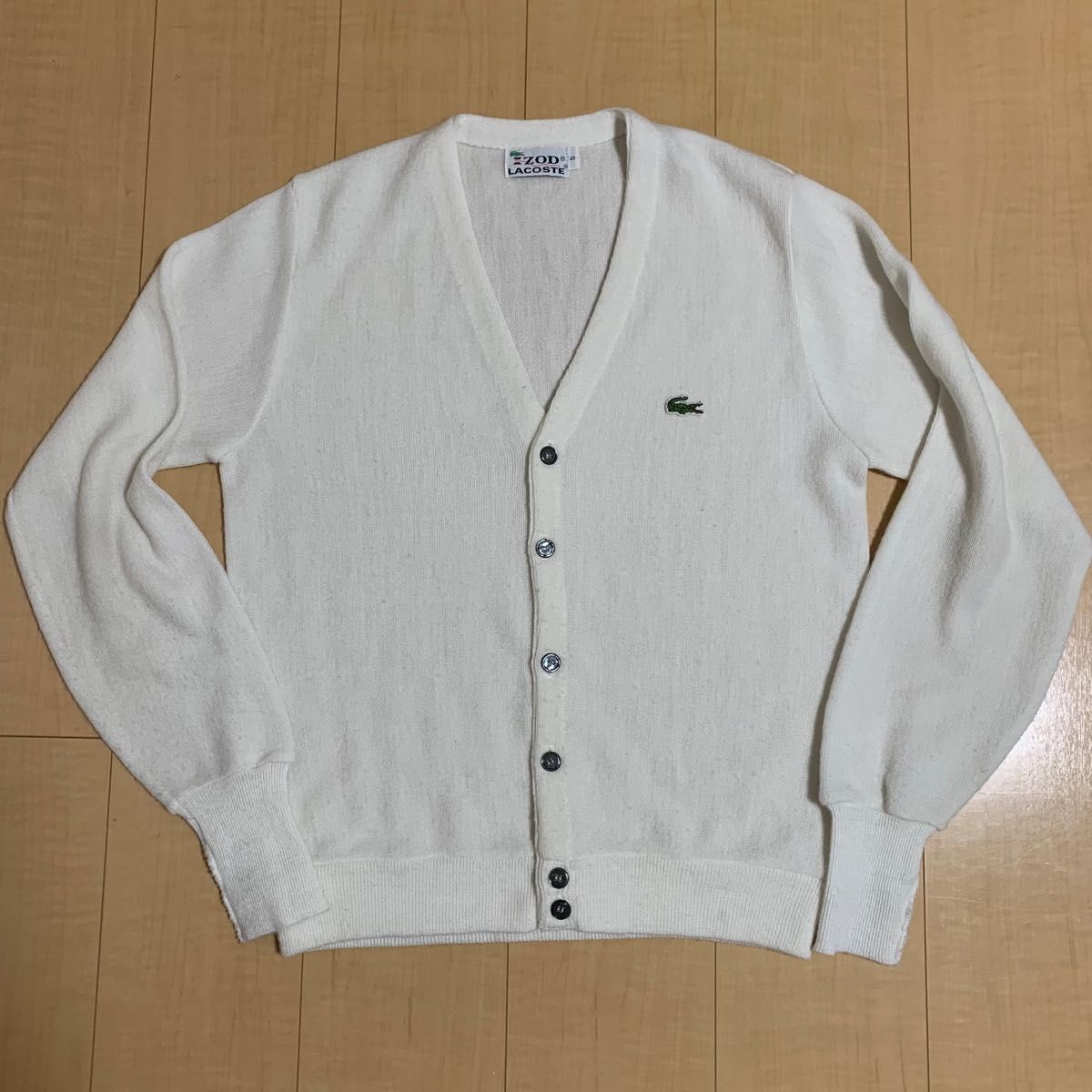 IZOD LACOSTE アイゾッド ラコステ 70s 糸巻きタグ カーディガン ホワイト シロ Sサイズ