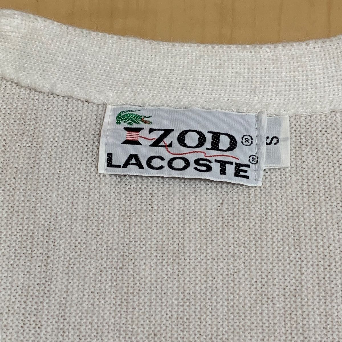 IZOD LACOSTE アイゾッド ラコステ 70s 糸巻きタグ カーディガン ホワイト シロ Sサイズ