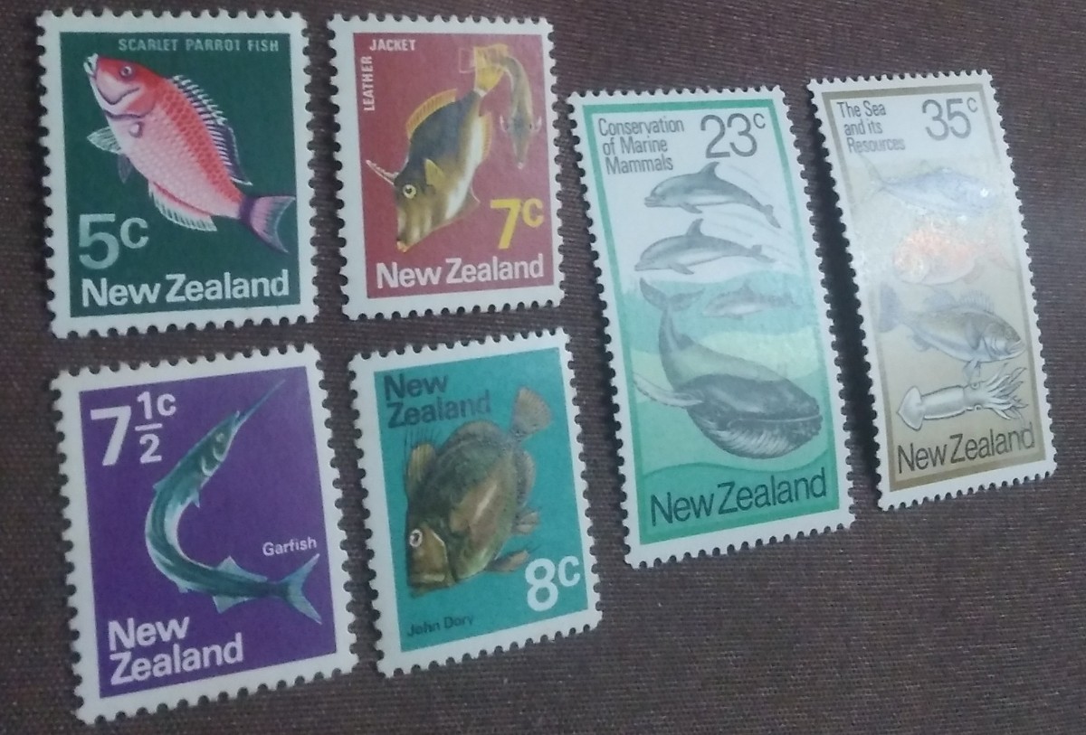 ニュージーランド　サカナ　海洋哺乳類　1974 4種 1978 2種 未使用糊あり_画像5