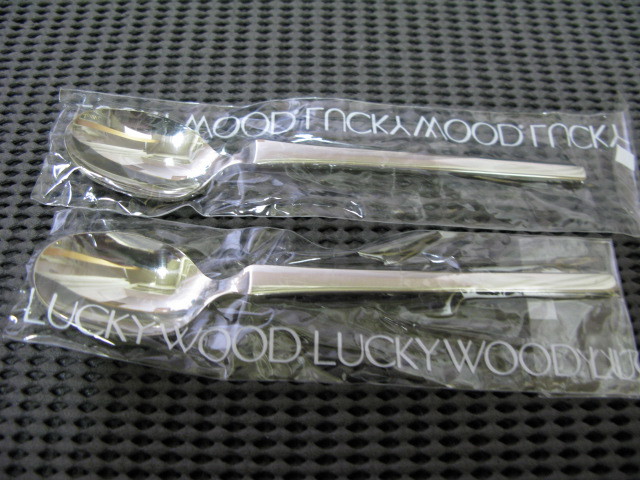 LUCKY WOOD/ Lucky wood * tea spoon 2 pcs set *18-12 stainless steel * unused storage goods 