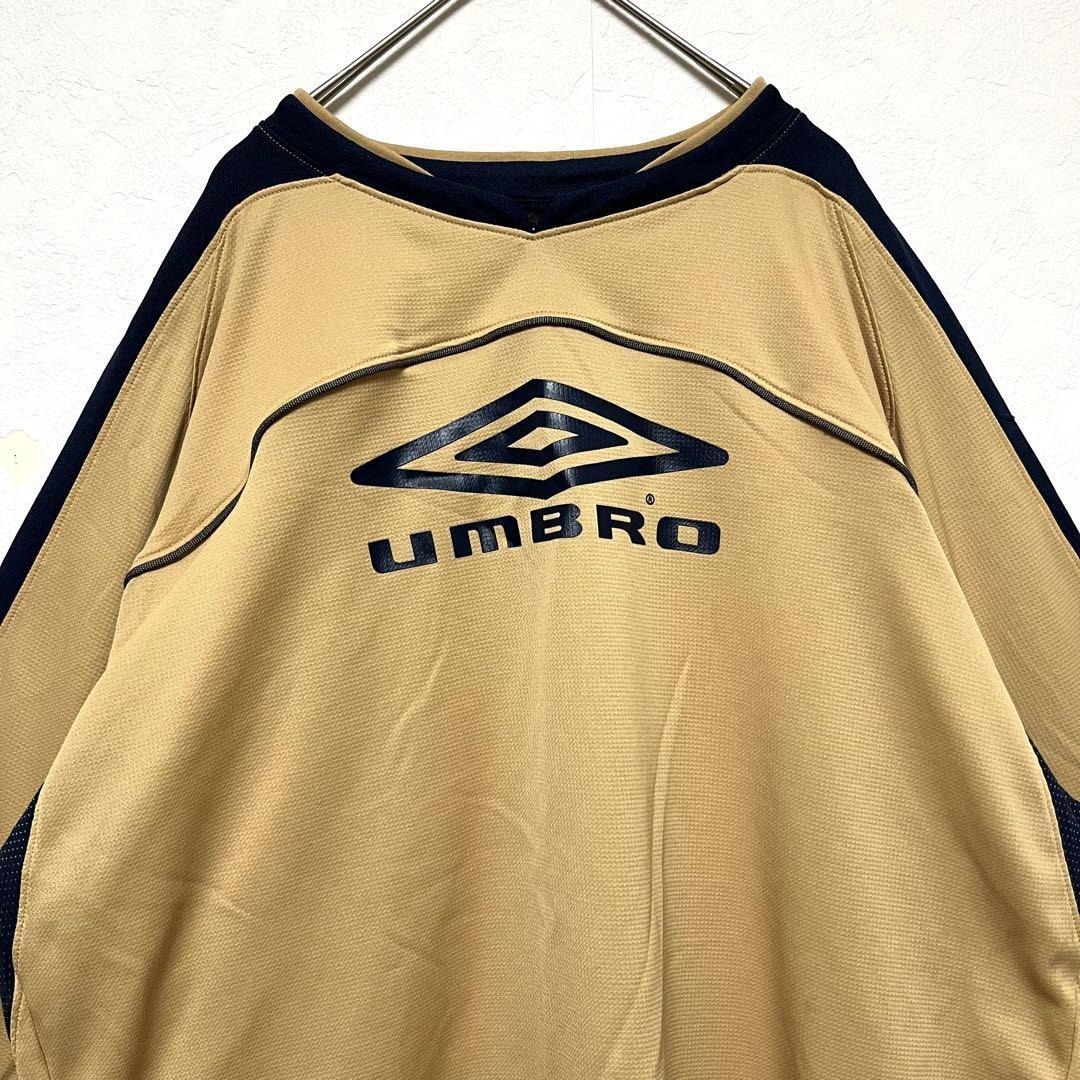 00s UMBRO ロゴ ゲームシャツ 長袖 y2k ナイロンプルオーバー-