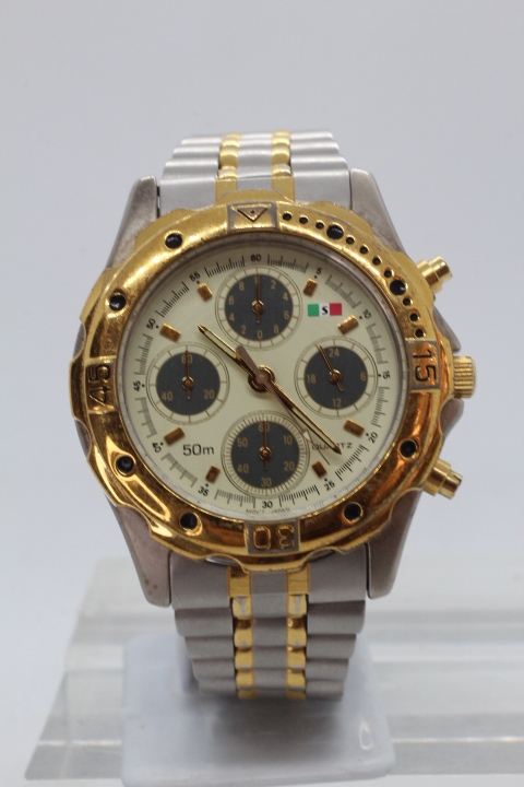 【SORDI ERMANNO】CHRONOGRAPH ES-820 50M STAINLESS STEEL BACK 中古品時計 電池交換済み 23.10.29_【SORDI ERMANNO】CHRONOGRAPH ES-820 