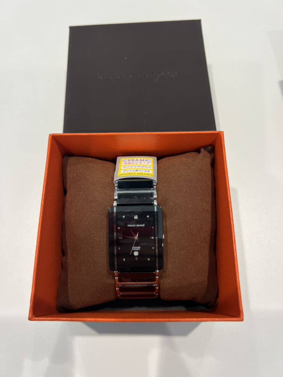 MAURO JERARDI 腕時計 マルロ　未使用　稼働中　MJ3080-2 セラミック　3気圧　ダイヤモンド1P