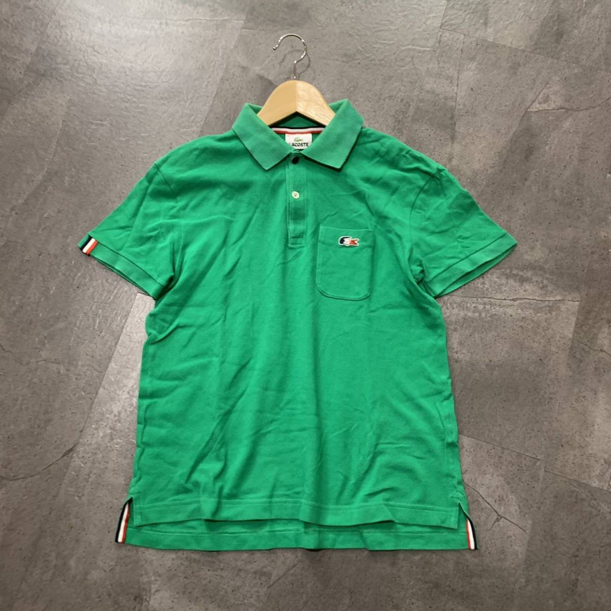 VV ☆ 人気モデル!! '都会のカジュアルウェア' LACOSTE ラコステ PH8846 半袖 ポロシャツ トリコロールワニ size:2 メンズ トップス 古着_画像2